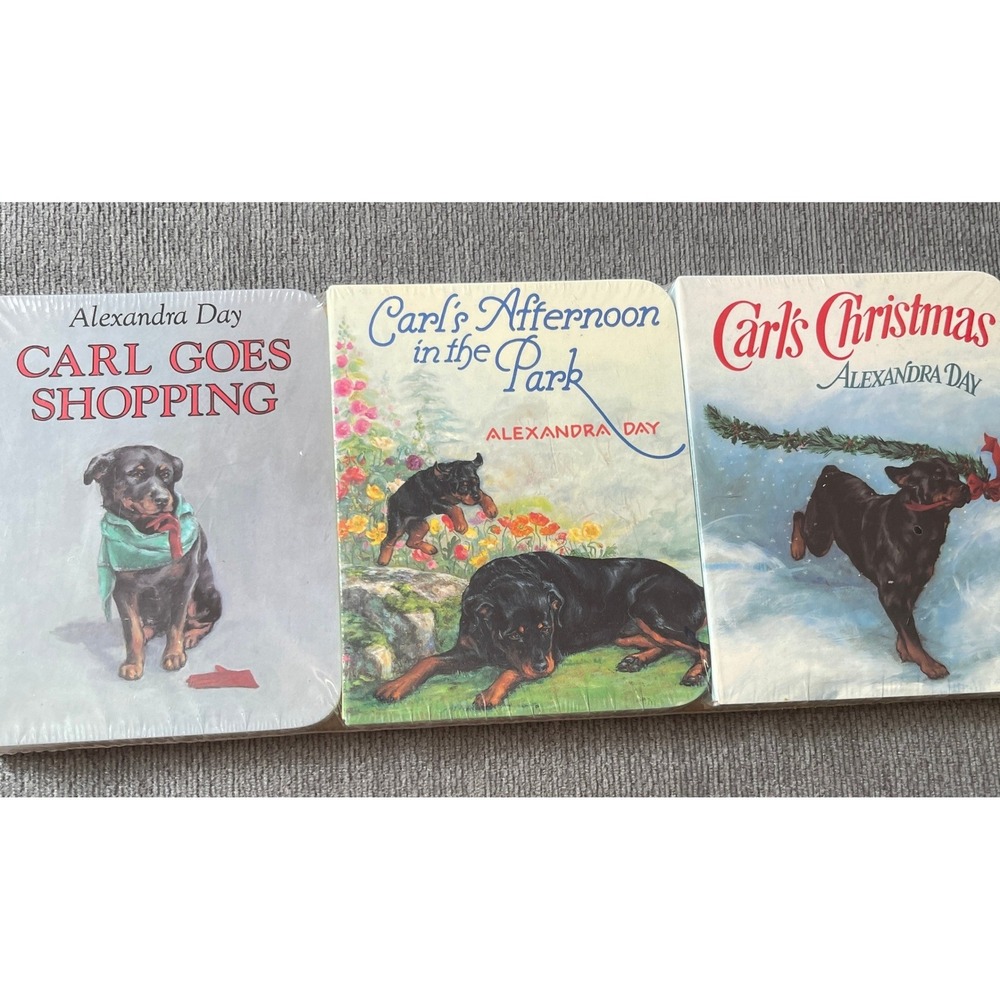 Vintage Carl the Dog Set of 3 Board Books by Alexandra Day New in Packaging